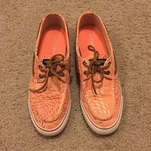 Peach Sperry Topsiders
